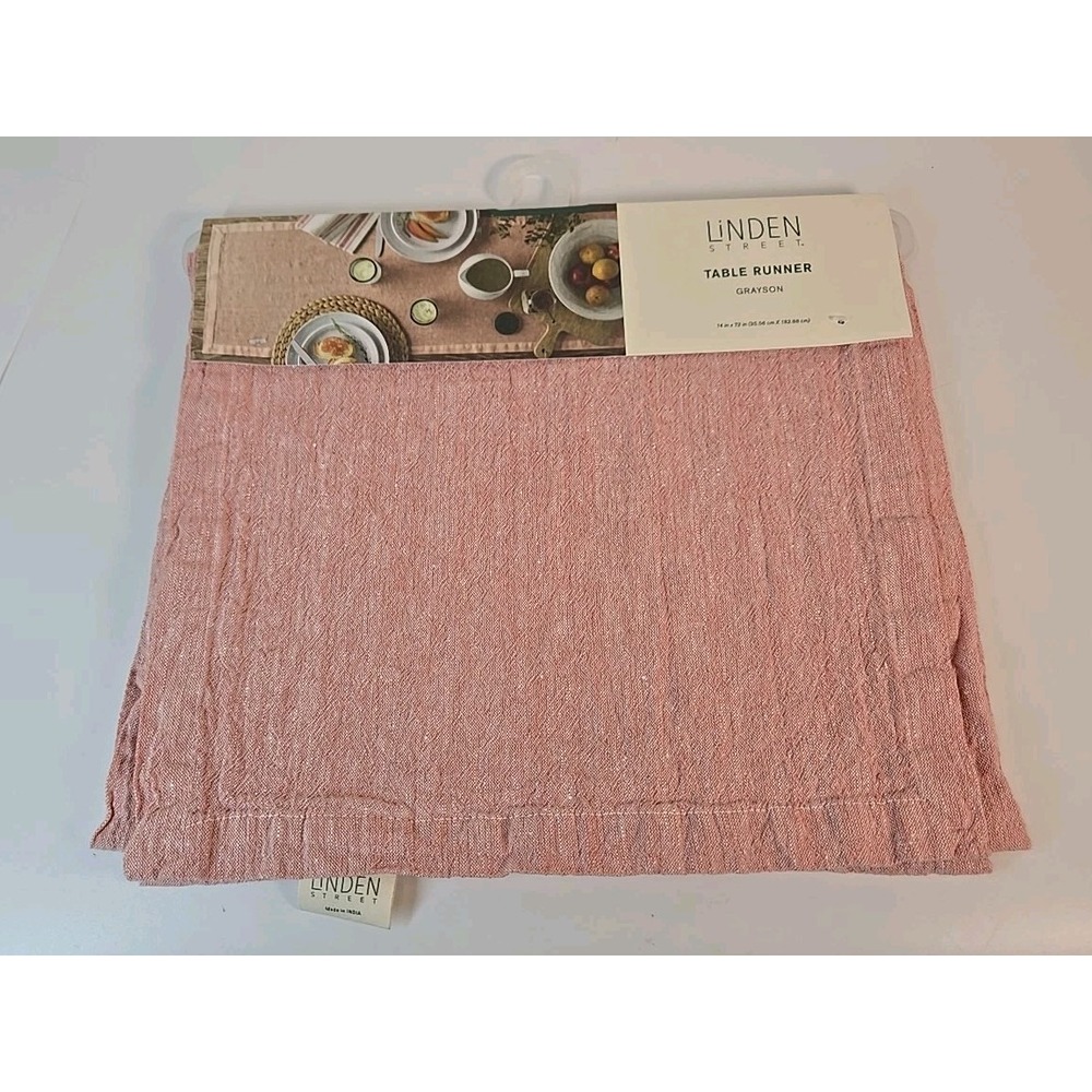 LINDEN STREET Pink Linen Blend Grayson 14" X 72" Table Runner